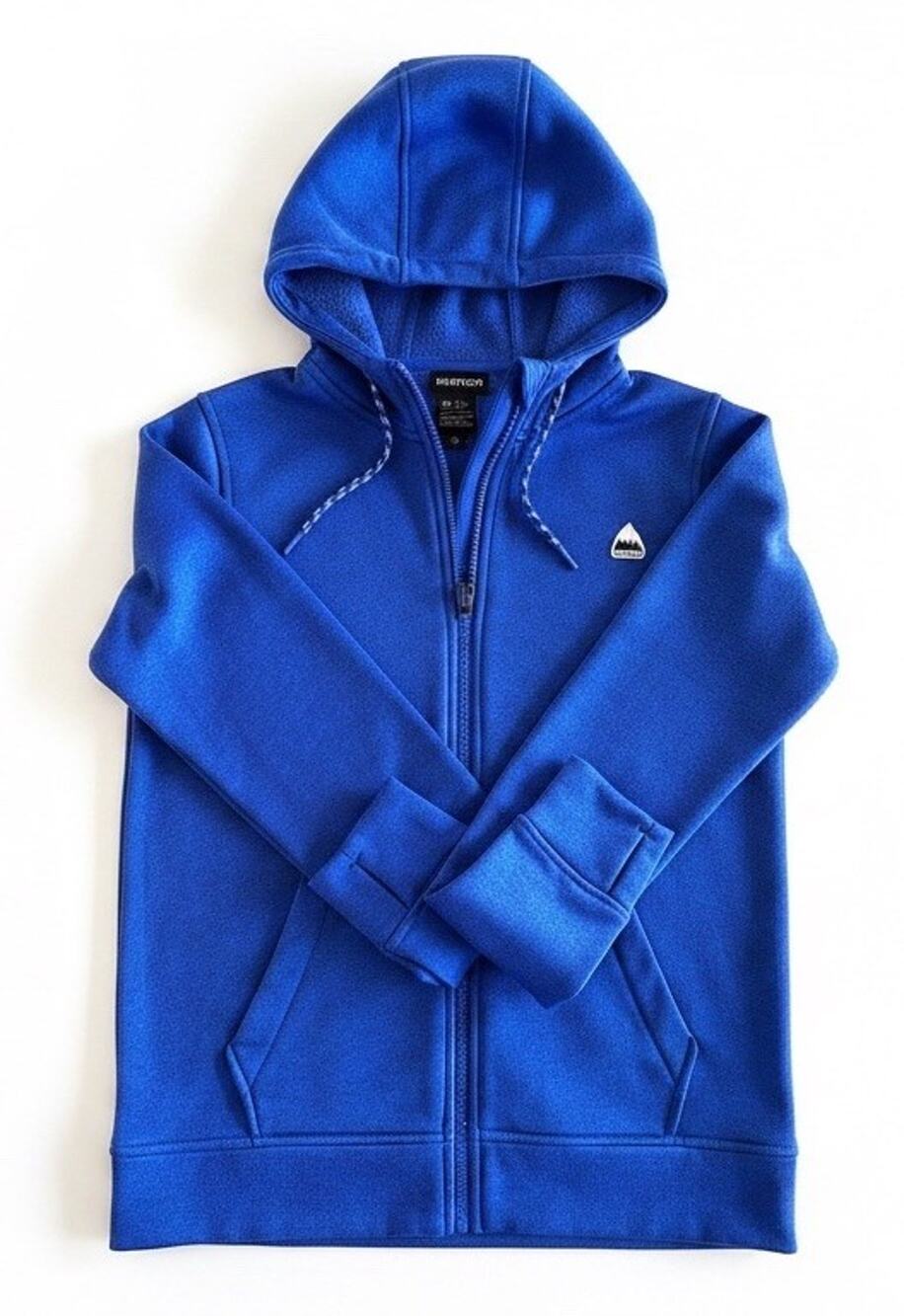 Burton Mens XS Blue Full Zip Hoodie Knit Logo Pockets Long Sleeve Thumbholes